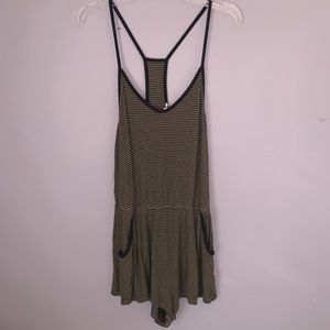 spaghetti strapped stripe romper